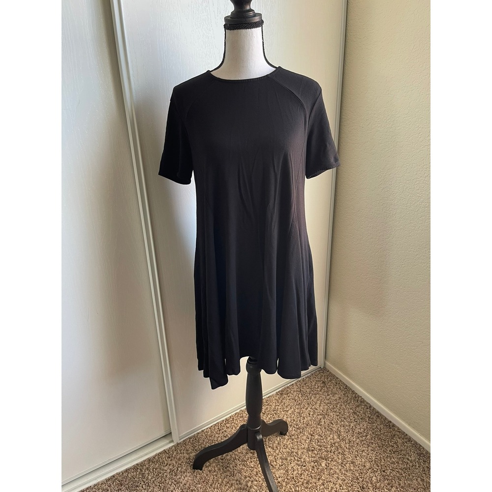 Abercrombie & Fitch Black Fit Flare Dress Womens S Short Sleeve Back Zip Mini